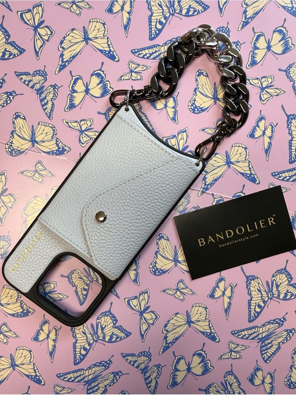 Bandolier Bobby Case for 15 Pro in Pastel Periwinkle with Lola Ombré Wristlet